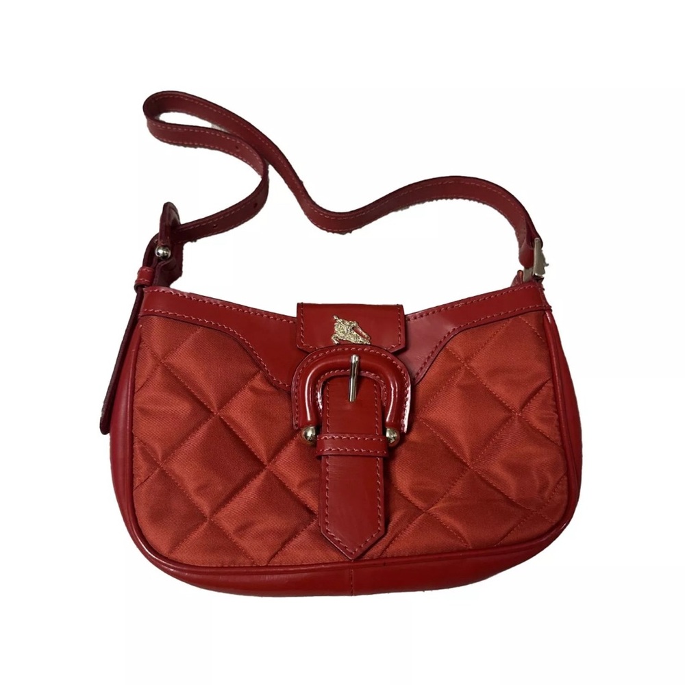 Authentic Burberry ‘Ferby’ Quilted Nylon Sling Shoulder Bag | Red